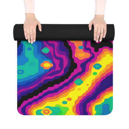 Digiheat yoga mat in use during a yoga pose on a studio floor.