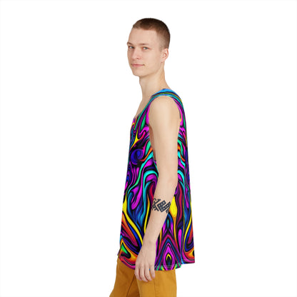The 'Blend In or Don't' men's tank top folded, showing the soft poly-spandex fabric texture.
