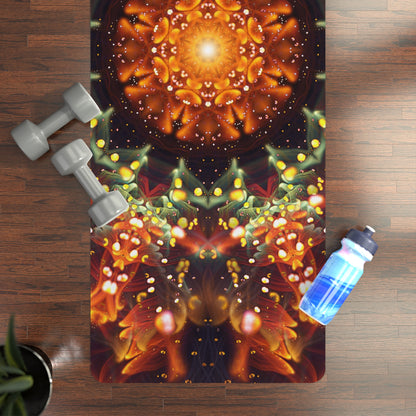 Close-up of the Autumn Bloom print pattern on the yoga mat surface.