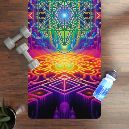 Focused Thought yoga mat shown at an angle highlighting the microfiber suede top texture