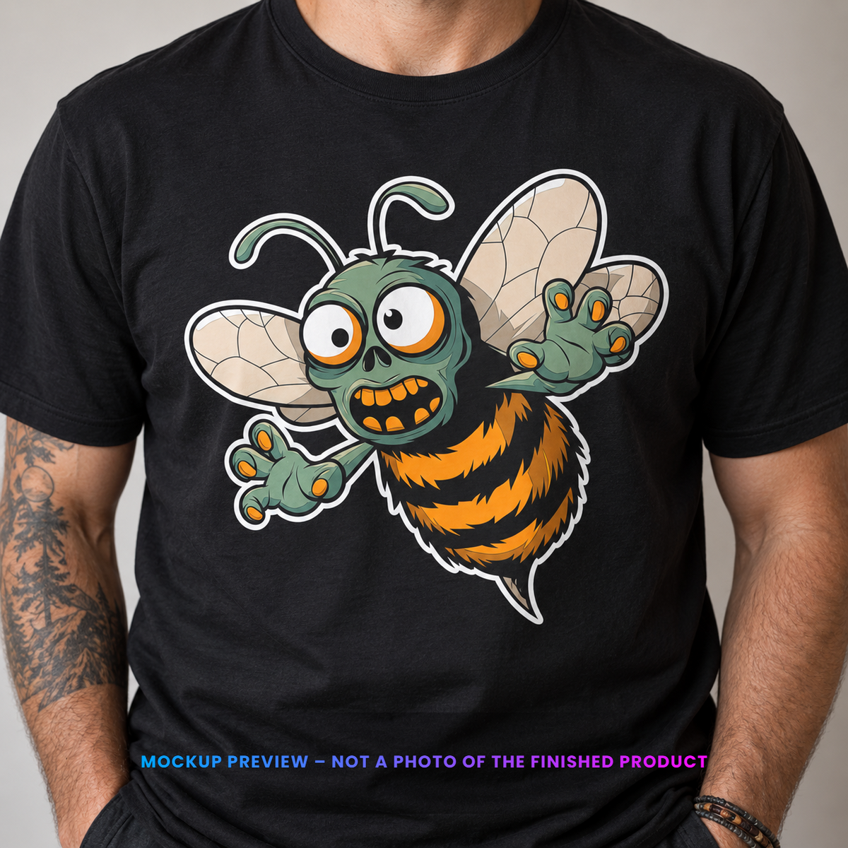 Zombee t-shirt: mockup preview, not a photo of the finished product
