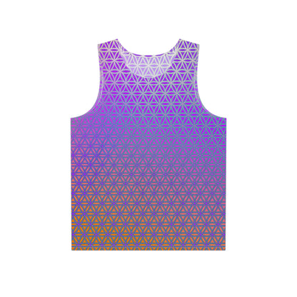 Front view of the Flower de Life (Bottom Version) men's tank top showing the full sacred geometry print.
