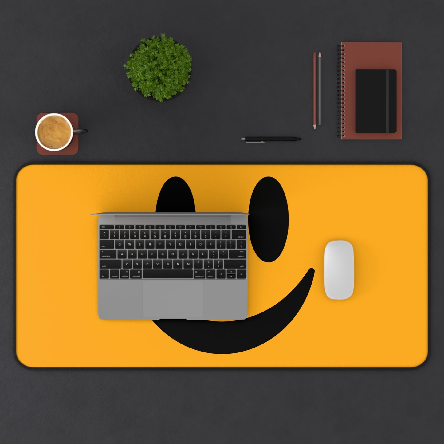 "Yellow Smiley" DESK MAT (12x18)(12x22)(15.5x31)