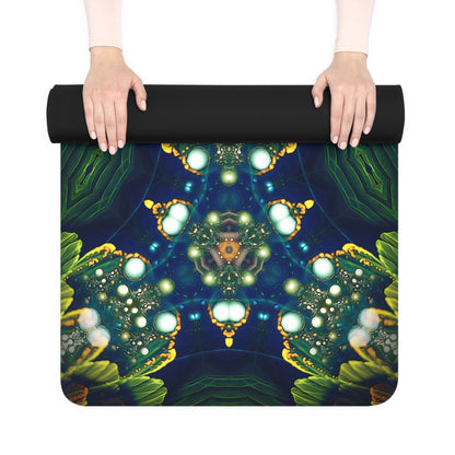 Corner of a Nectar Blossom yoga mat showing the anti-slip rubber bottom.