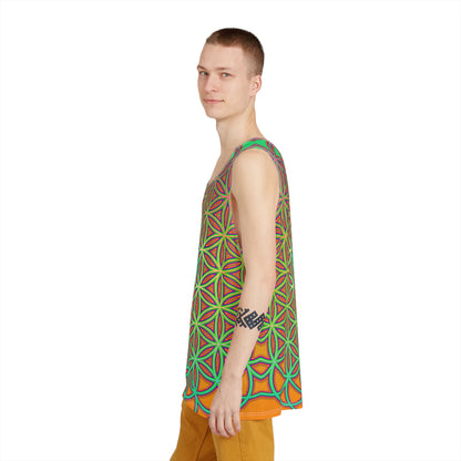 Model wearing the 311 FOL men's tank top outdoors.