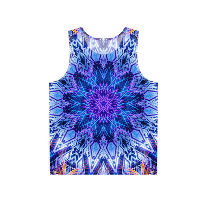 Flat lay of the Space Oasis men's tank top showing the print.