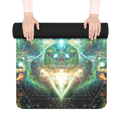 Blossom floral design printed edge-to-edge on a rubber yoga mat.