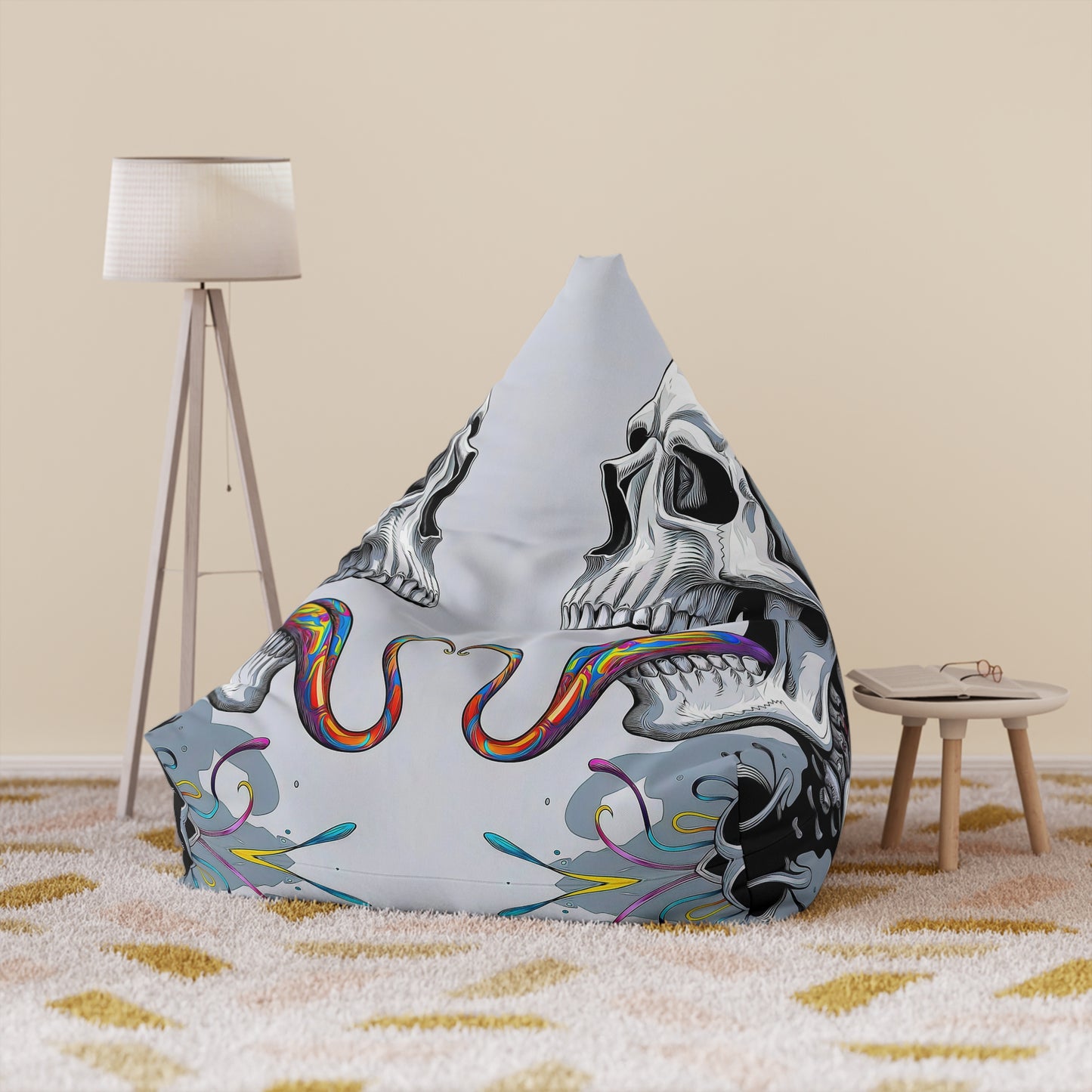 "Psychedelic Tongue Skull" BEAN BAG CHAIR COVER