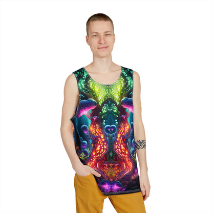 Back view of the Fungal Abyss men's tank top design.