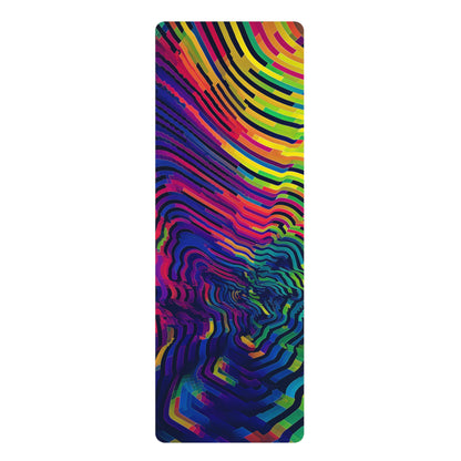 Digiprint yoga mat laid flat showing the full digital psychedelic print edge to edge.