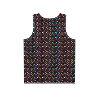 Back view of the 90's Lightning Pattern men's tank top showing the full design.