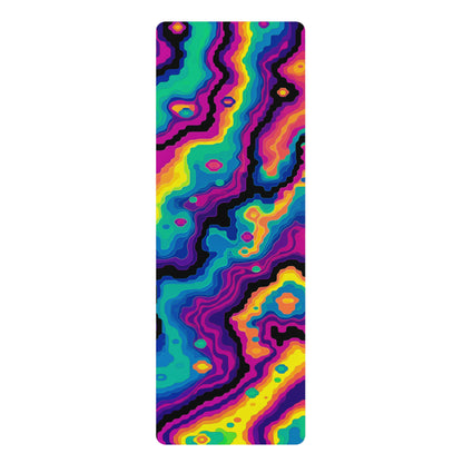 Digiheat yoga mat laid flat showing the full digital psychedelic print edge to edge.