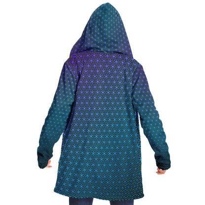 "Blue Flower of Life Pattern" HOODED CLOAK