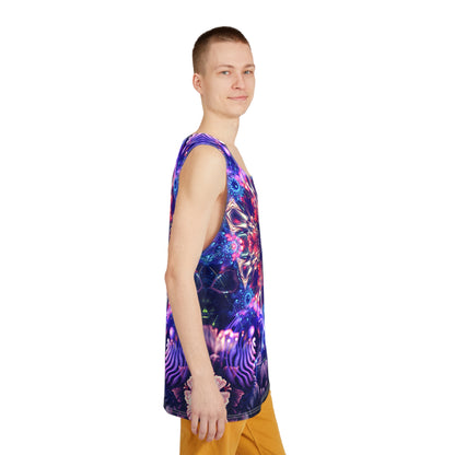 Side view of the Flow State men's tank top showing the regular fit and armhole seam.