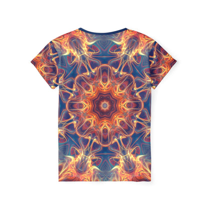 Back view of the Aquatic Rays print on this women's sport tee