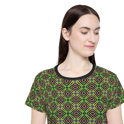 Flat lay of the LSDream sport tee showing the full all-over print layout.