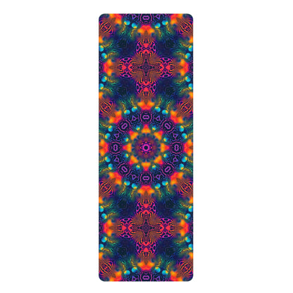 Flat lay of the Cosmic Fingerprint V3 yoga mat showing the full printed design.