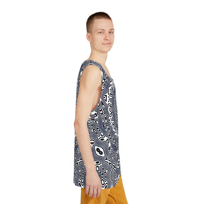 Wildcat Mandala white men's tank top laid flat.