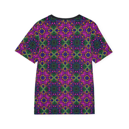 Back view of the "Kiss Me Pattern" sport tee, showing the print continuing across the fabric.