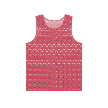 Flat lay of the Rainbows and Lightning Pink print men's tank top showing the full design.