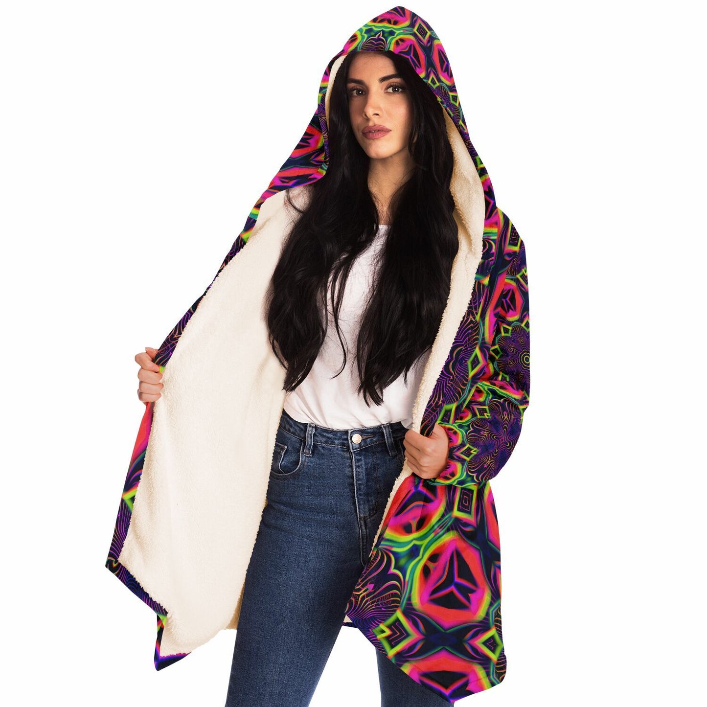 "Psychedelic Tracers Mandala" HOODED CLOAK