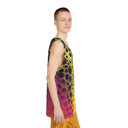Flat lay of the Mitosis psychedelic men's tank top.