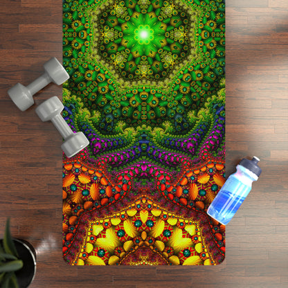 Oasis yoga mat shown at an angle highlighting the microfiber suede top texture