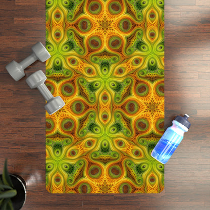 Sun Lattice yoga mat shown at an angle highlighting the microfiber suede top texture