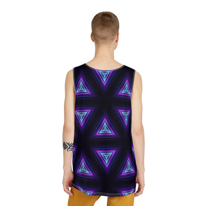 Back view of the Dark Prism men's tank top with its geometric print.