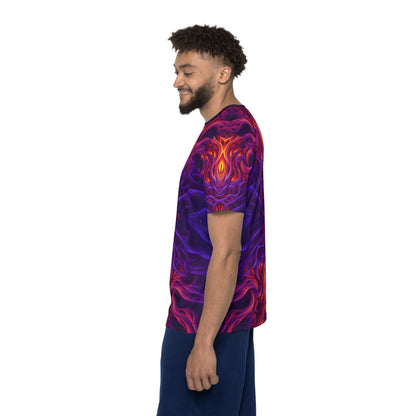 Sleeve detail of the "Lilith's Gate V2" sport tee, showing how the print wraps the fabric.