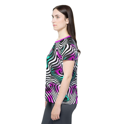 Folded Can't Catch This women's sport tee showing the fabric texture.