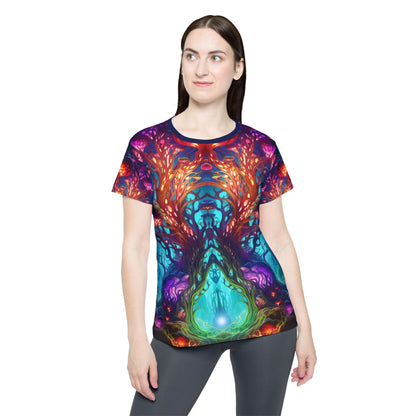 The Moonlight Fruit sport tee photographed at an angle showing the fit.
