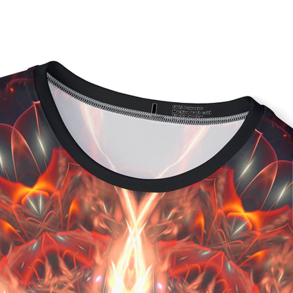 The Muladhara sport tee photographed at an angle showing the fit.