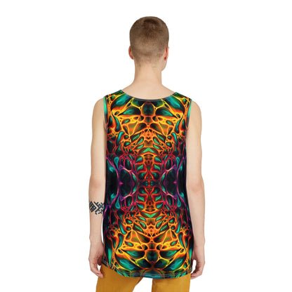 Side angle of The Dark Side men's tank top, showing the regular cut and fit.