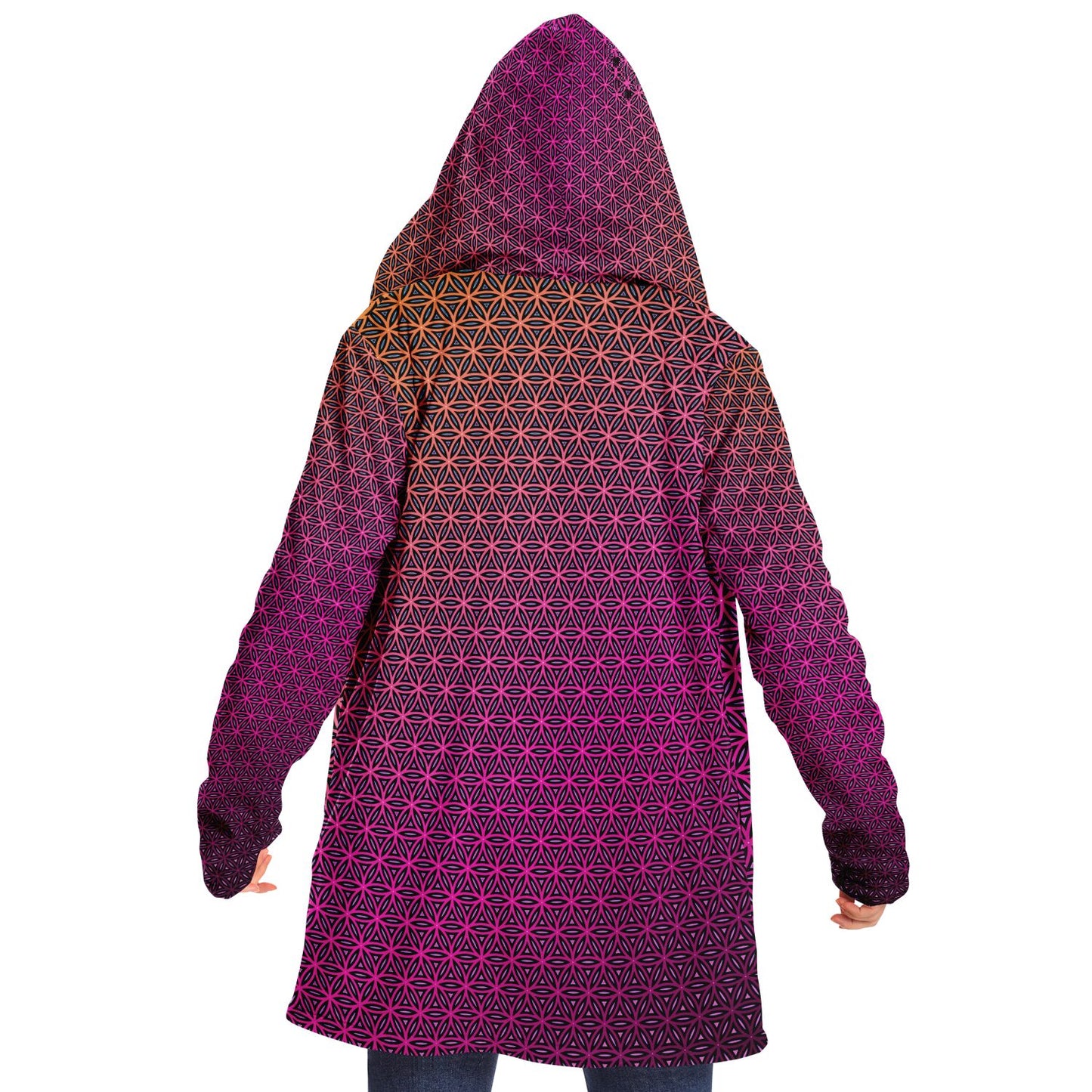 "Pink Flower of Life Pattern" HOODED CLOAK