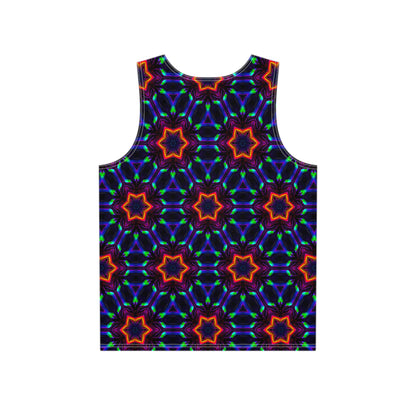 Angled view of the 'Knight Star' pattern on a men's tank top