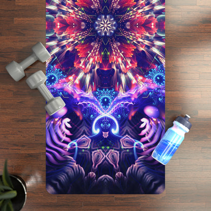 The Flow State yoga mat design, shown printed edge to edge on the mat.