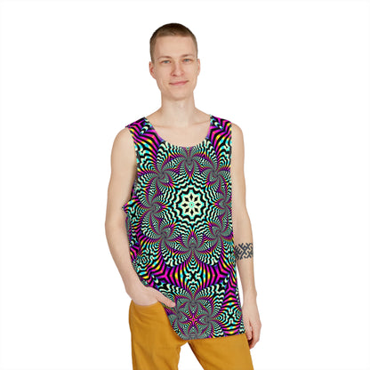 Purple Zibrus Maximus tank top shown at an angle to highlight the artwork.