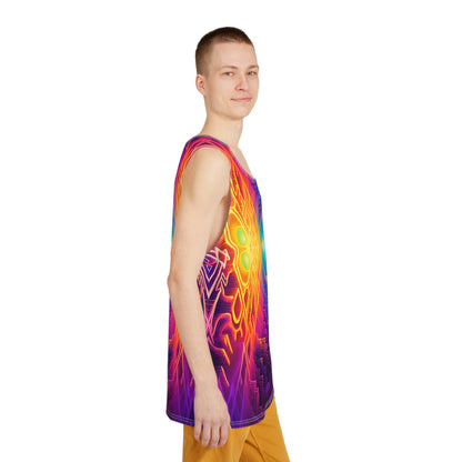 Men's tank top with the 'Maze of Life V3' print shown from above.