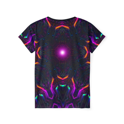 Back view of the "Knight City Core" sport tee, showing the print continuing across the fabric.