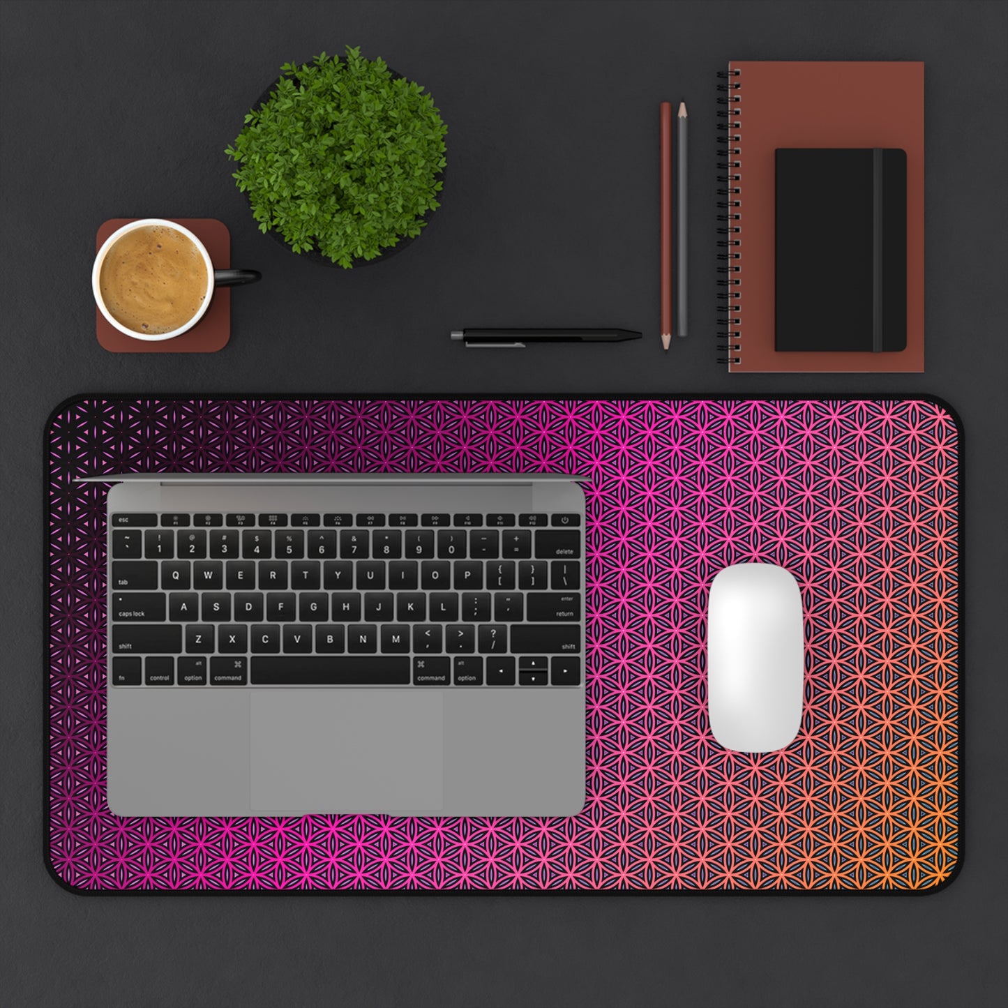 "Pink Flower of Life Pattern" DESK MAT (12x18)(12x22)(15.5x31)