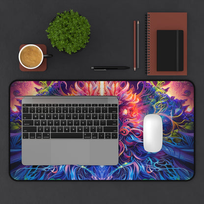 Top-down view of the full Sacred Vine Face Section desk mat.