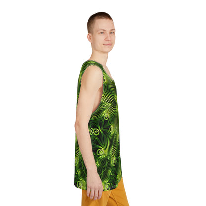 Flat lay of the Green Lattice men's tank top.