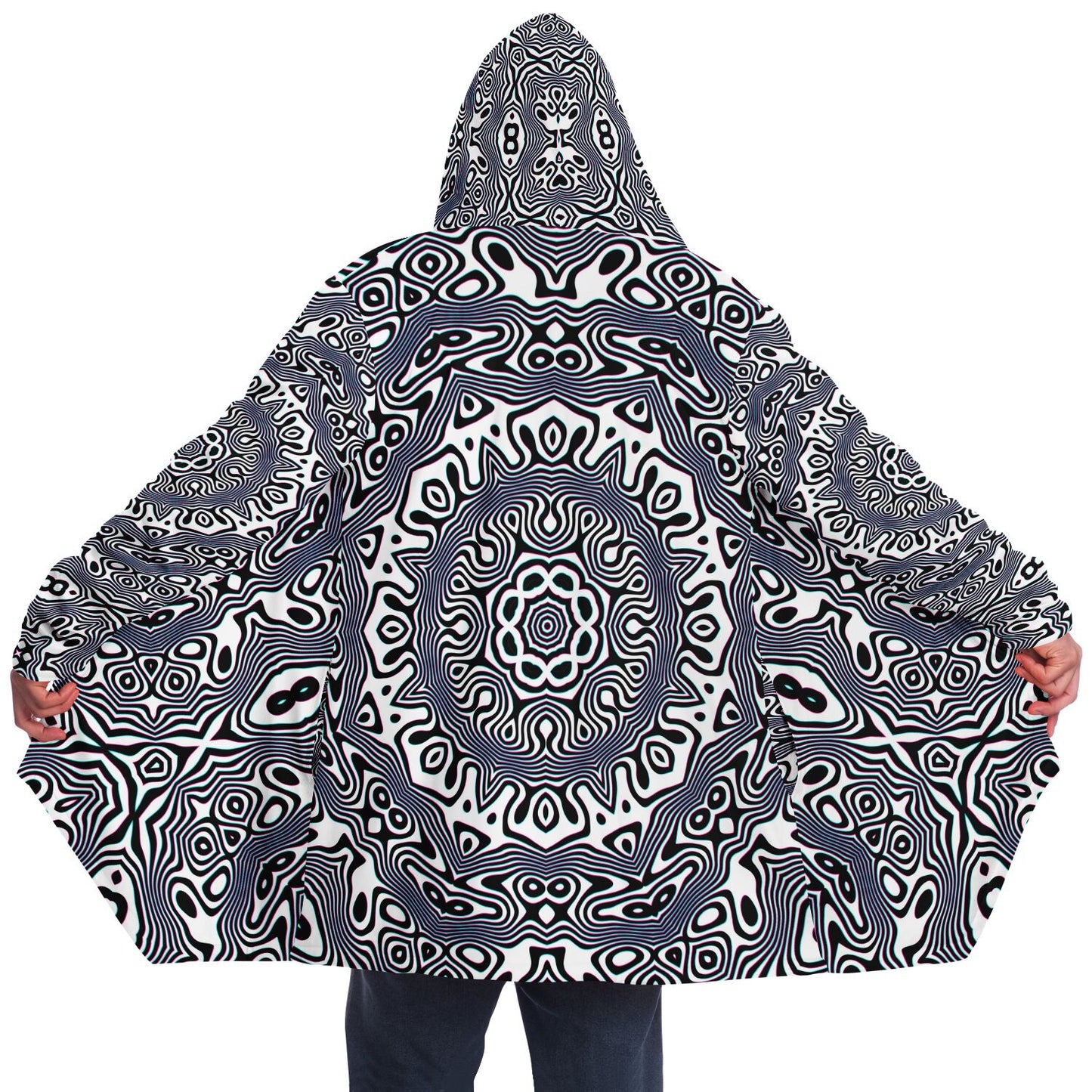 "Wild Cat Mandala (White)" HOODED CLOAK