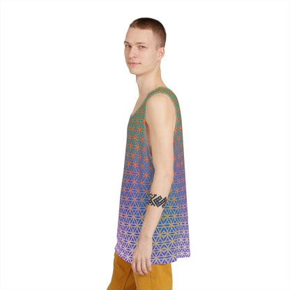 Folded men's tank top showing the 'Flower de Life' design.