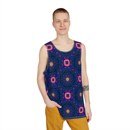 Back view of the Nocturnal Lattice men's tank top showing the all-over design.