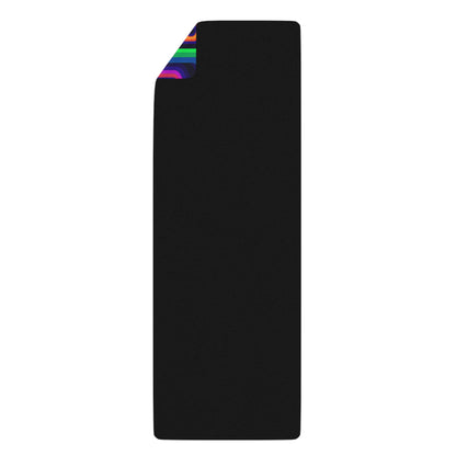 Corner view of the Tripnotist yoga mat highlighting the edge-to-edge print.