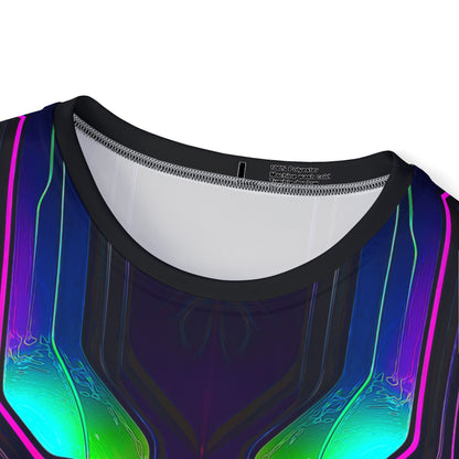 Close-up of the print detail on the "Knight City" sport tee, showing color and line clarity.
