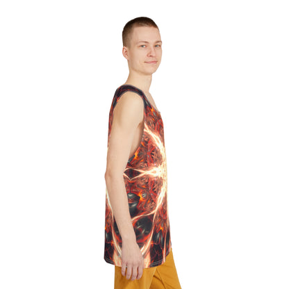 Men's tank top with the 'Muladhara' print shown from above.