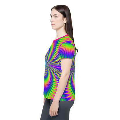 Angled product photo of the Blast Off women's sport tee